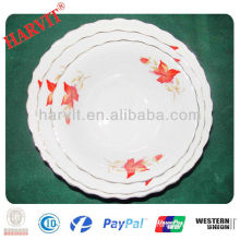 cheap ceramic cut edge meat plate with GGK and flower